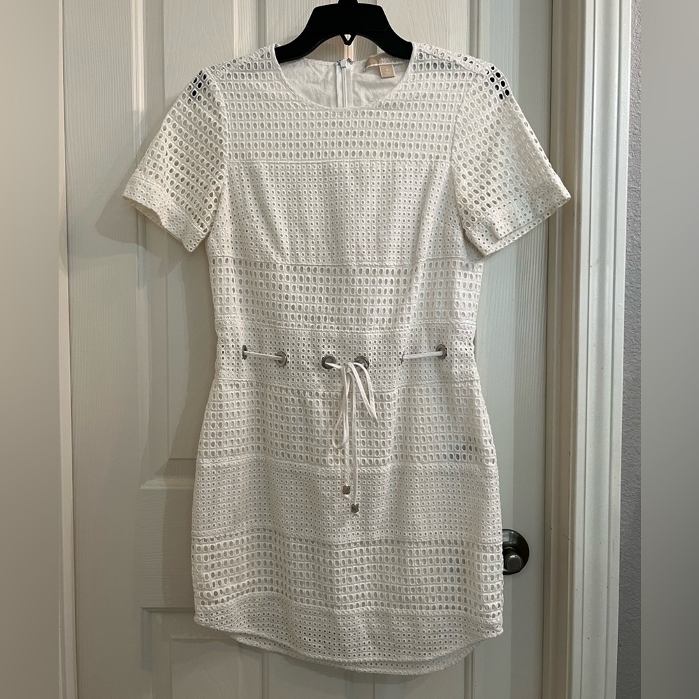 Michael Kors White Cotton Eyelet Shirt Dress S